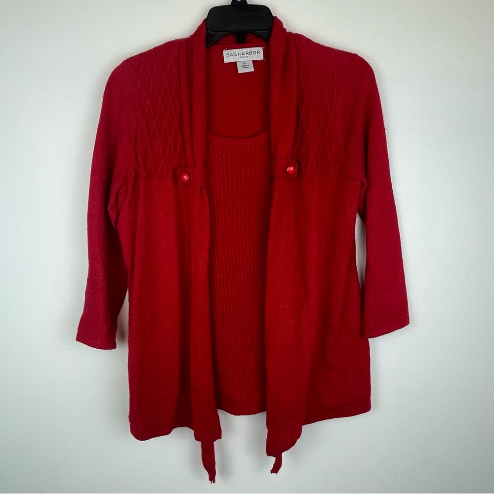 Sag Harbor Red Knit Sweater Top Women’s Size Small